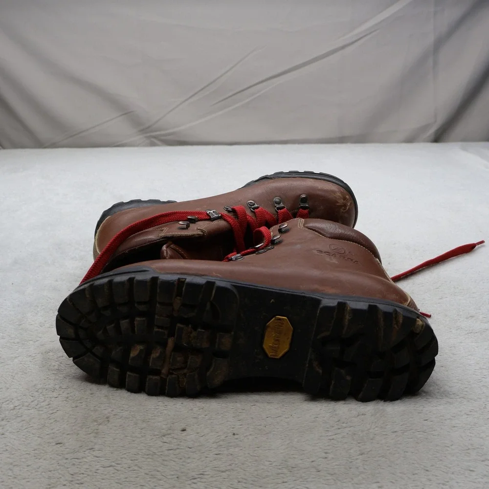 Scarpa Men 8.5 EU41.5 Hiking Boots Brown Leather Mountaineer Trek Italy Rain VTG